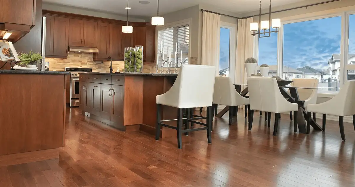 A modern kitchen with professionally installed wood flooring in San Francisco, CA